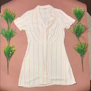 Obey White and Orange Striped Dress